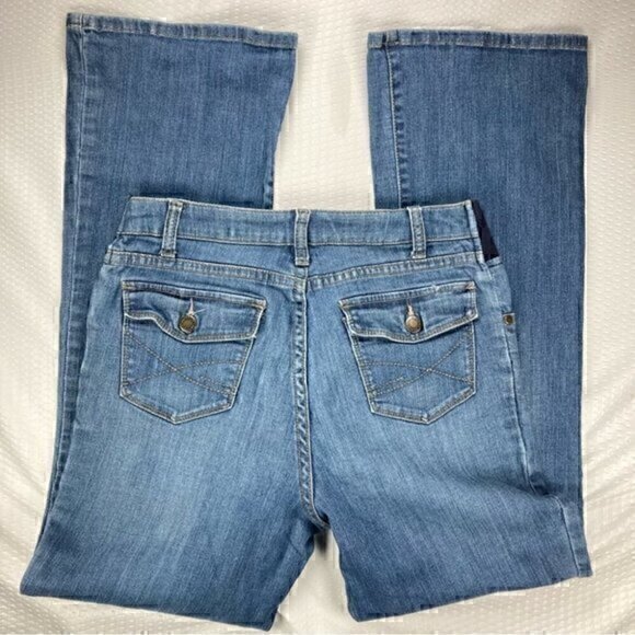 Tomorrows Mother Womens Maternity Jeans Size M Blue Mid Rise Panel Straight Leg - Picture 3 of 5